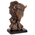 Buffalo Bust Copper Figurine - 13.5" H x 8" W